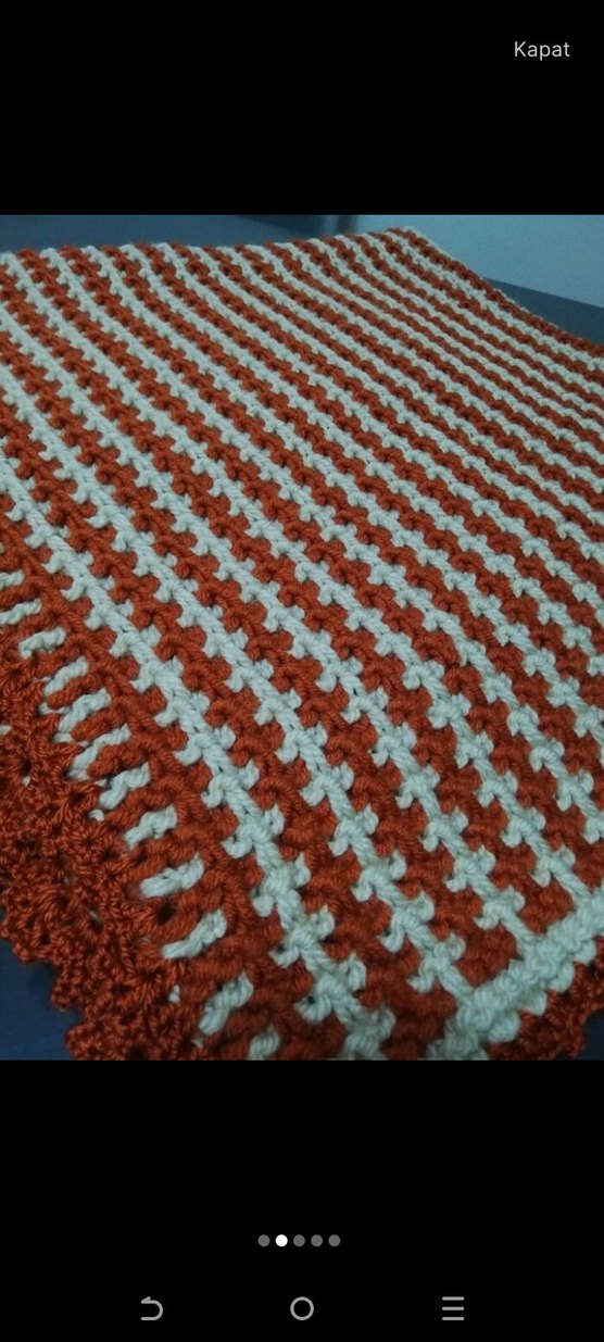 Çocuk Örgü Battaniye Kahverengi - Görsel 2