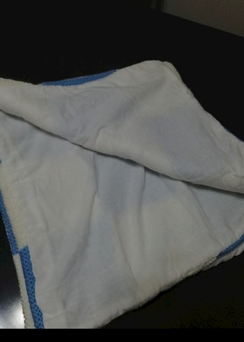 Mavi Beyaz Kareli Örgü Bebek Battaniyesi - Görsel 4