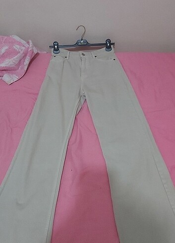 ZARA EKRU/BEJ/KREM WIDE LEG JEAN