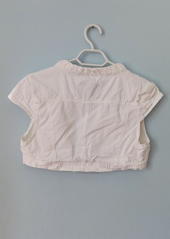 Kız Çocuk Beyaz Keten Kısa Kollu Bolero - Görsel 3