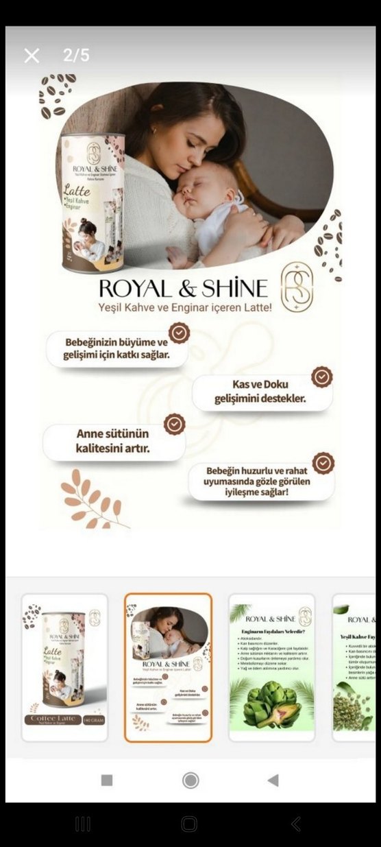 Royal & Shine Yeşil Kahve ve Enginar Latte 140g - Görsel 2