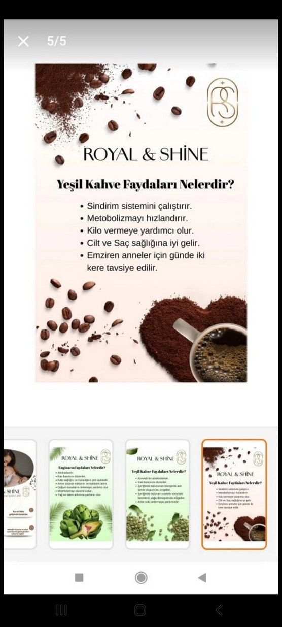 Royal & Shine Yeşil Kahve ve Enginar Latte 140g - Görsel 5