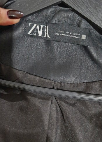 Zara Siyah Deri Kadın Ceket - Görsel 3
