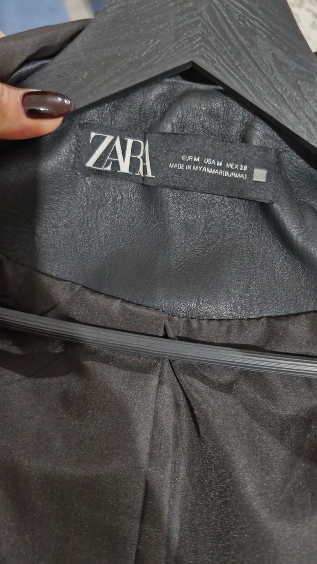 Zara Siyah Deri Kadın Ceket - Görsel 3