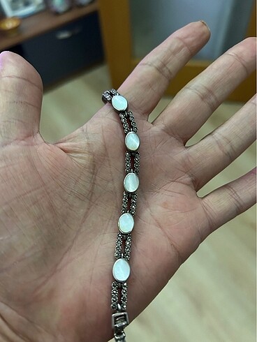 Sterling silver Sedef ve markazit taşlı gümüş bileklik