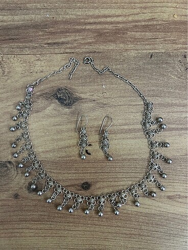 Beden Gümüş telkari kolye küpe set