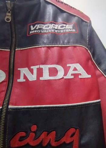 l Beden kırmızı Renk orjinal honda motorcu deri ceket emporio armani