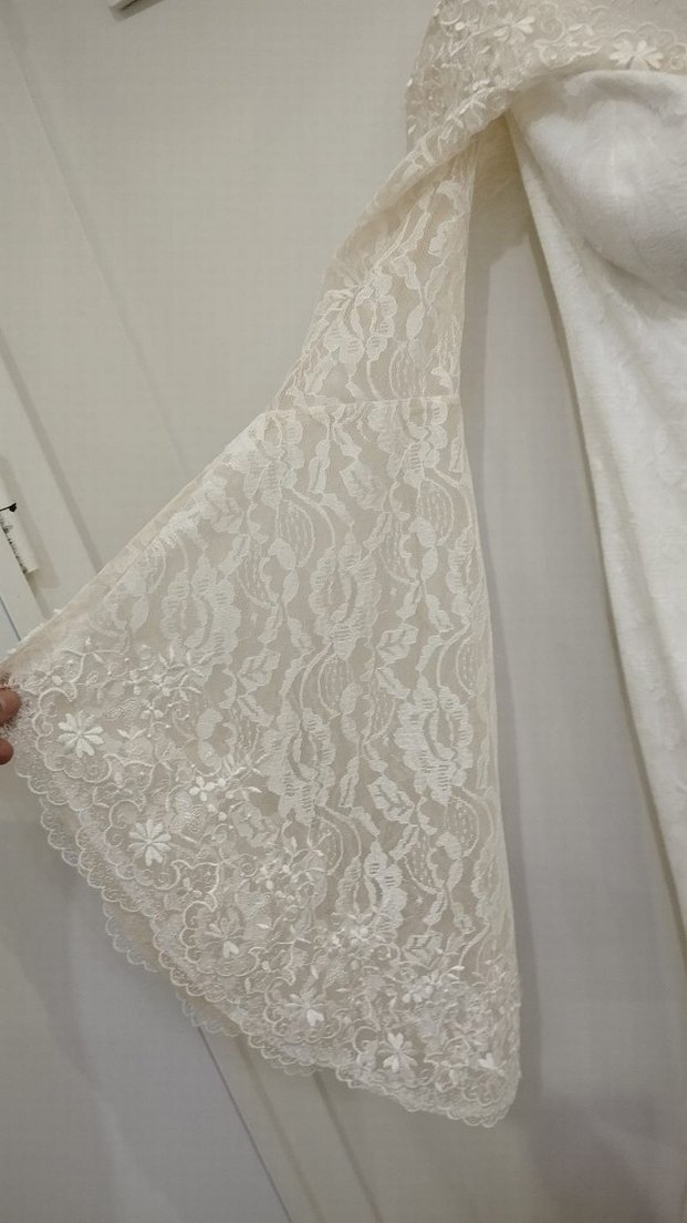 beyaz dantel asimetrik volan fırfır nikah abiye elbise gelinlik - Görsel 3