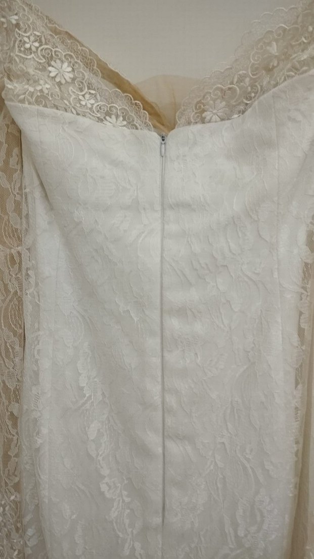 beyaz dantel asimetrik volan fırfır nikah abiye elbise gelinlik - Görsel 5