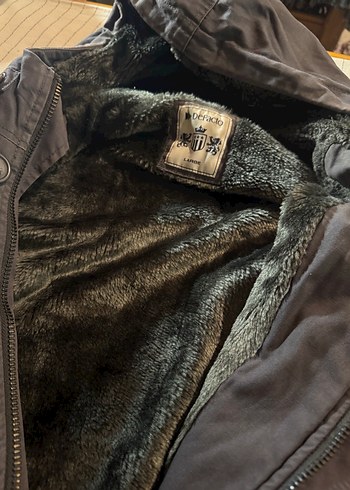 Gri Kapüşonlu Düğmeli Erkek Kaban - Görsel 7