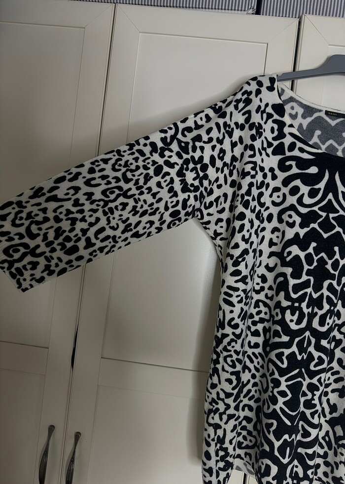 Zebra desen kazak triko tunik - Görsel 2