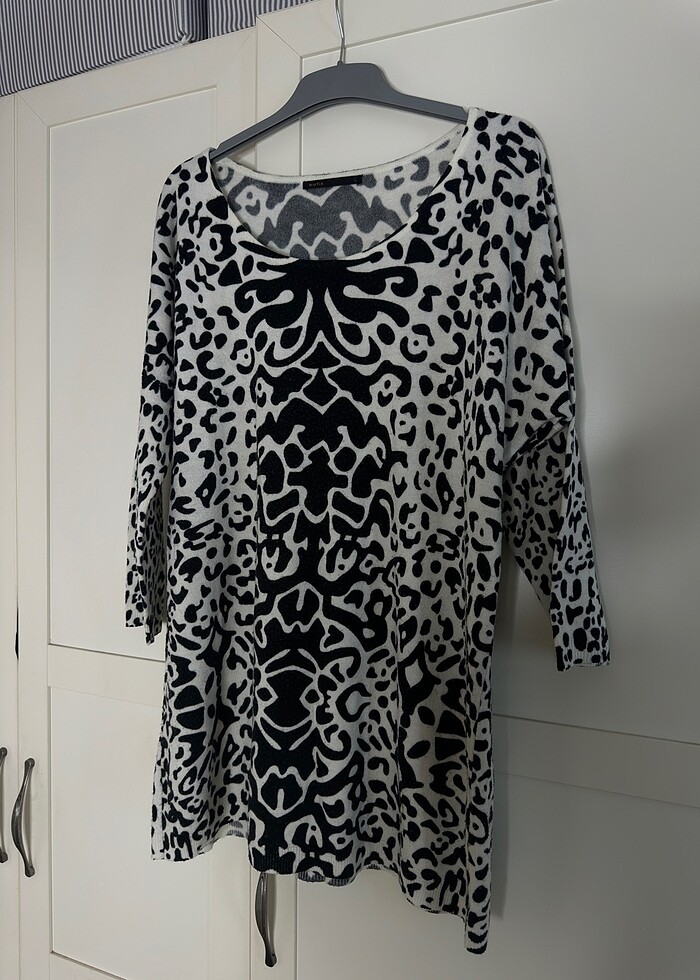 Zebra desen kazak triko tunik - Görsel 3