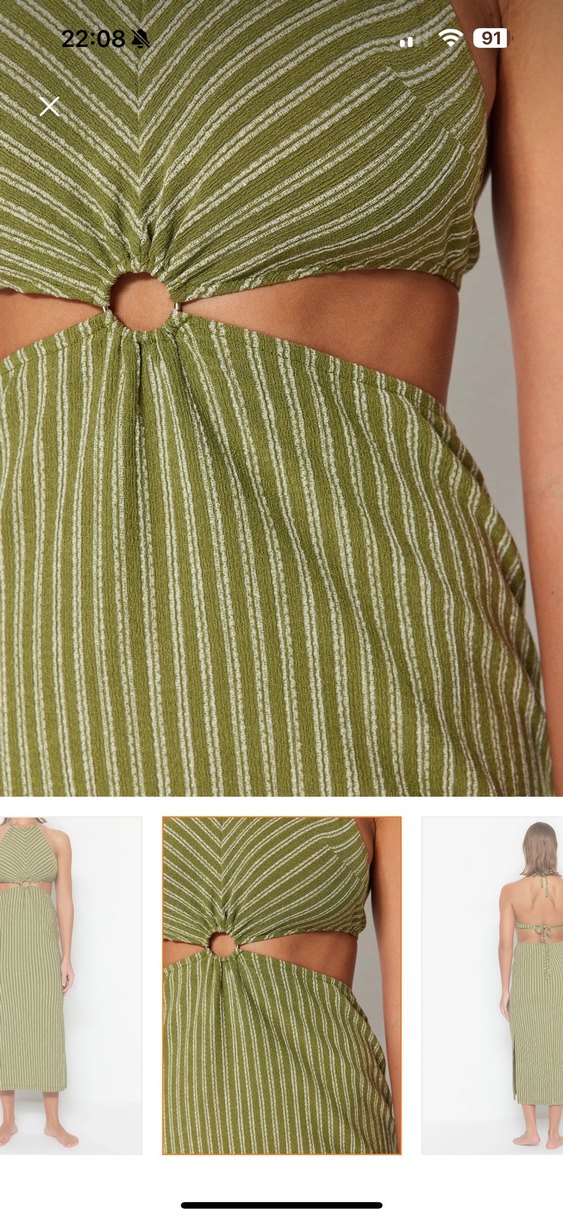 Kadın Haki Bohem Örme Uzun Elbise - Görsel 5