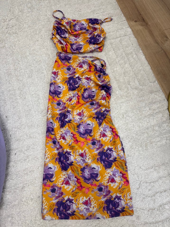 Uzun, Drapeli, Askısız Bohem Elbise - Görsel 2