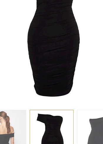 Siyah Straplez Drapeli Mini Elbise - Görsel 7