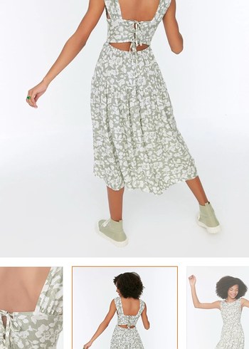 Kadın Beyaz Askılı Midi Elbise - Görsel 3