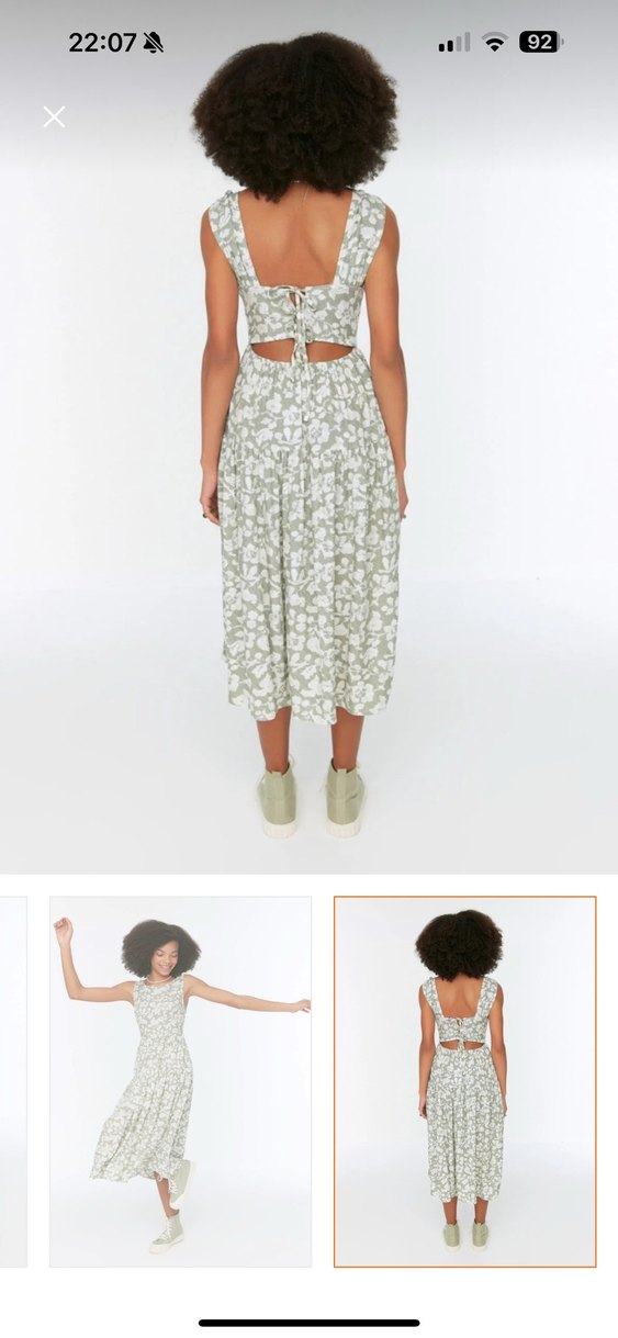 Kadın Beyaz Askılı Midi Elbise - Görsel 5