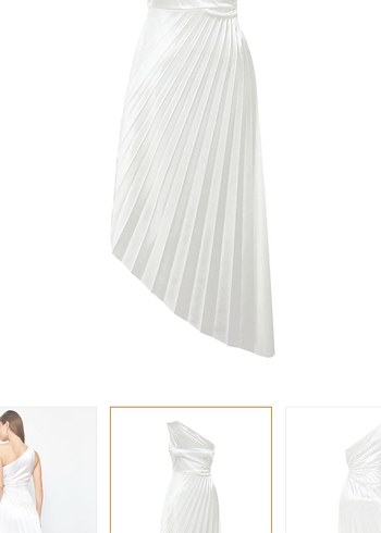 Beyaz Straplez Piliseli Uzun Elbise - Görsel 6