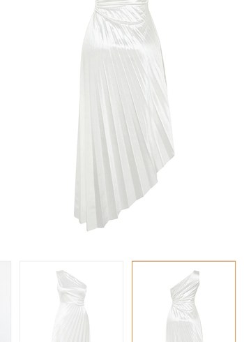 Beyaz Straplez Piliseli Uzun Elbise - Görsel 7