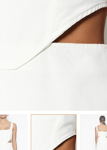 Beyaz Straplez Mini Elbise - Görsel 4