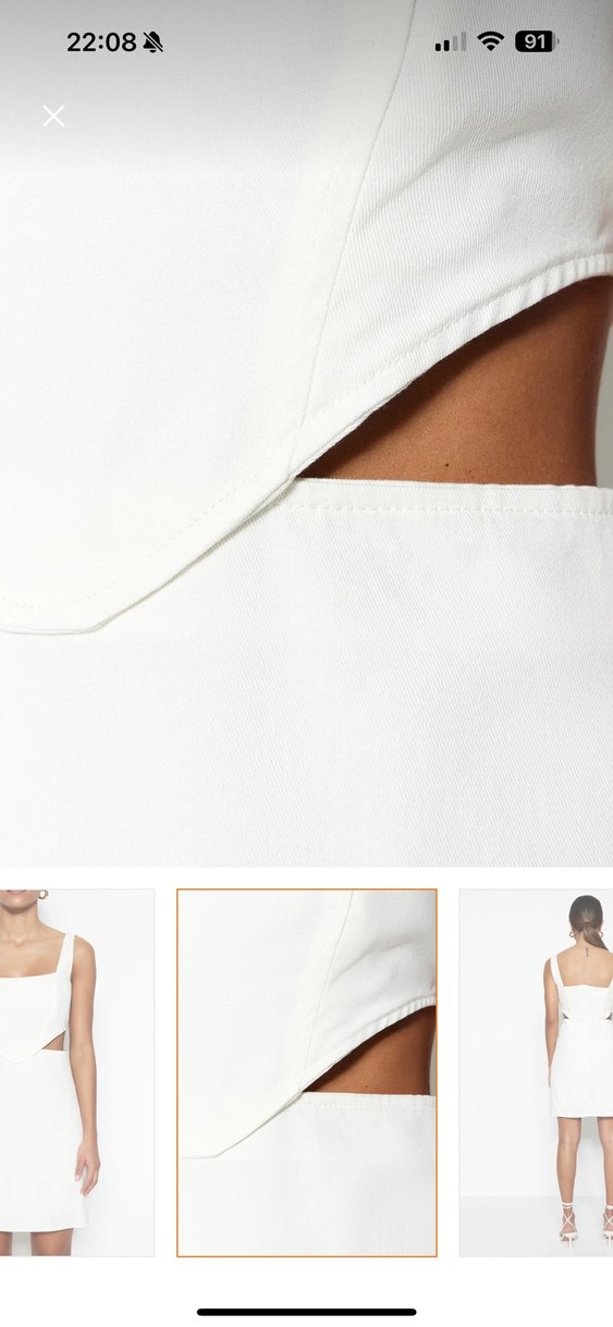 Beyaz Straplez Mini Elbise - Görsel 4