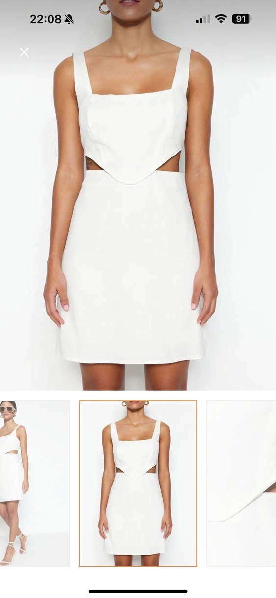 Beyaz Straplez Mini Elbise - Görsel 3