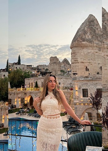 Zara Dantel Detaylı bağlamalı Bohem takım