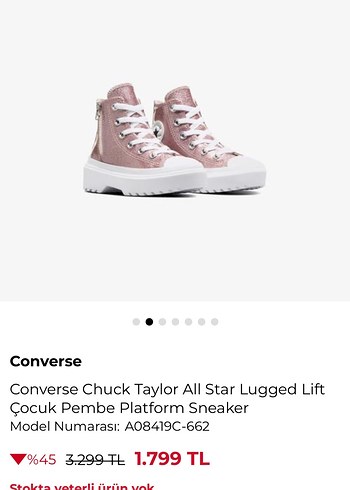 Converse 35 Pembe Çocuk Platform Sneaker