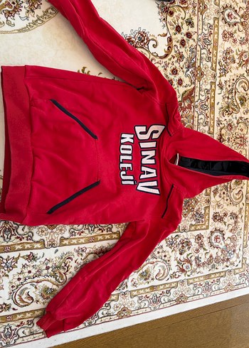 Sınav koleji Kırmızı Kapüşonlu unisex Sweatshirt - Görsel 3