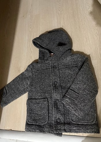 Düğmeli Gri Yün Erkek Çocuk Kabanı - Görsel 6