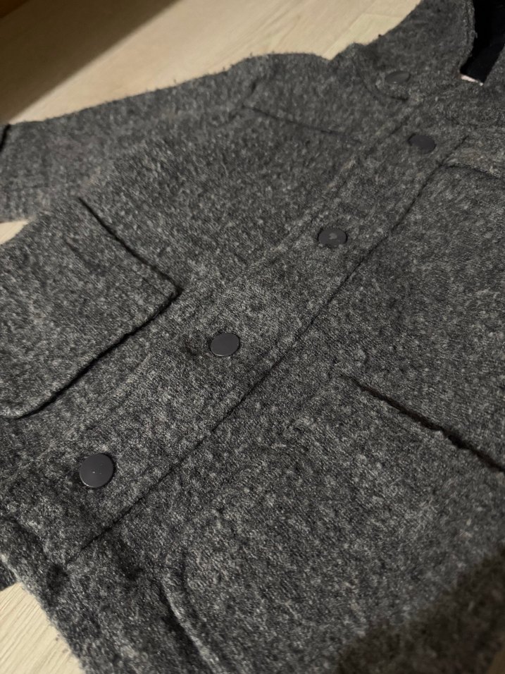 Düğmeli Gri Yün Erkek Çocuk Kabanı - Görsel 2