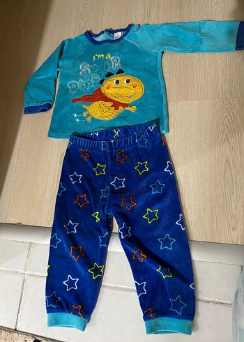 Erkek Çocuk kadife Uzun Kollu Pijama Takımı