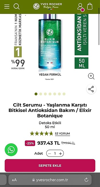 Yves Rocher Yaşlanma Karşıtı Serum