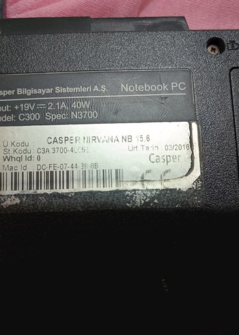 Beden Renk Yedek parçalık casper c300