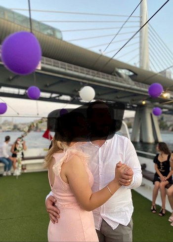 Pembe Kalın Askılı Uzun Abiye Elbise - Görsel 5