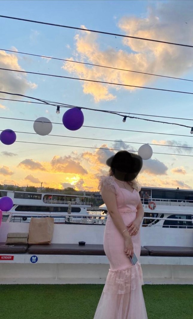 Pembe Kalın Askılı Uzun Abiye Elbise - Görsel 2