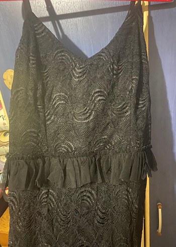 Siyah V Yaka Uzun Drapeli Kadın Elbise - Görsel 4