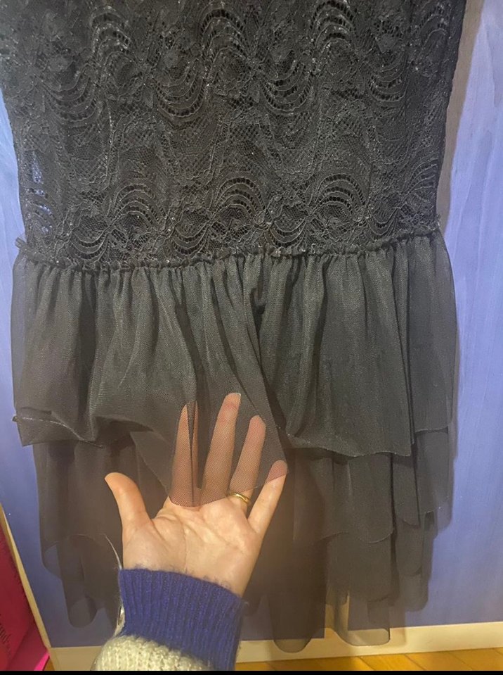 Siyah V Yaka Uzun Drapeli Kadın Elbise - Görsel 5