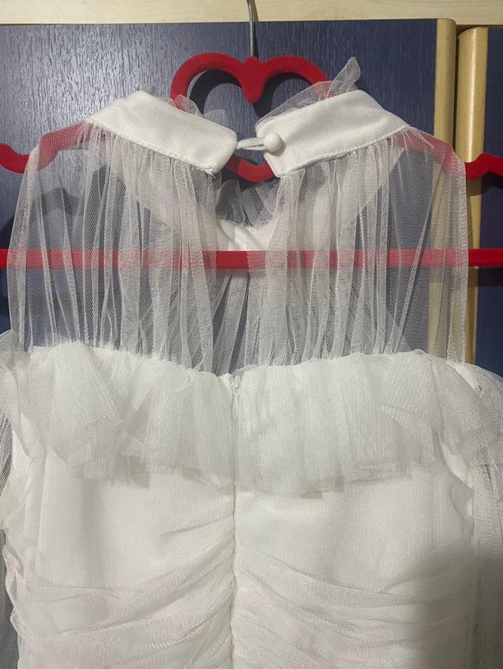 Uzun Kollu Drapeli Beyaz Bohem Gelinlik - Görsel 5