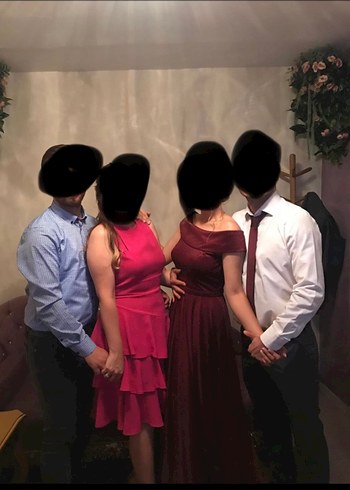 Fuşya kat kat abiye elbise - Görsel 2