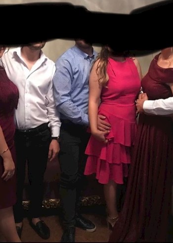 Fuşya kat kat abiye elbise - Görsel 4