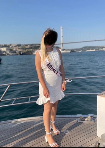Diğer Dantel Detaylı Beyaz Mini Elbise