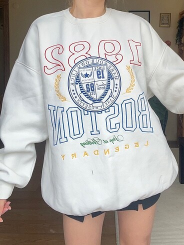 Beyaz bershka sweat oversize