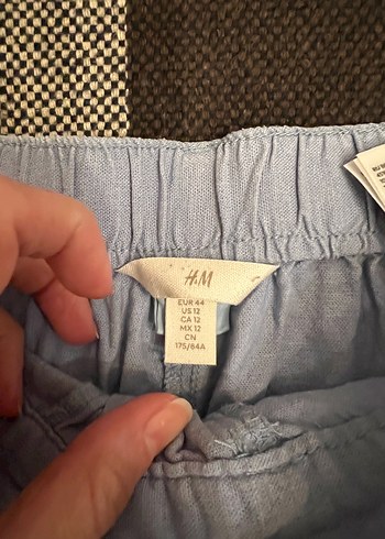 H&M Acik Mavi Rahat Keten Pantolon