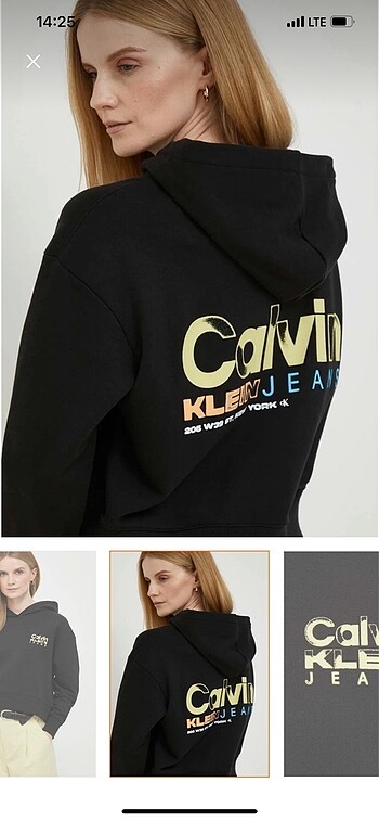 s Beden Calvin Klein Siyah Crop Sweatshirt