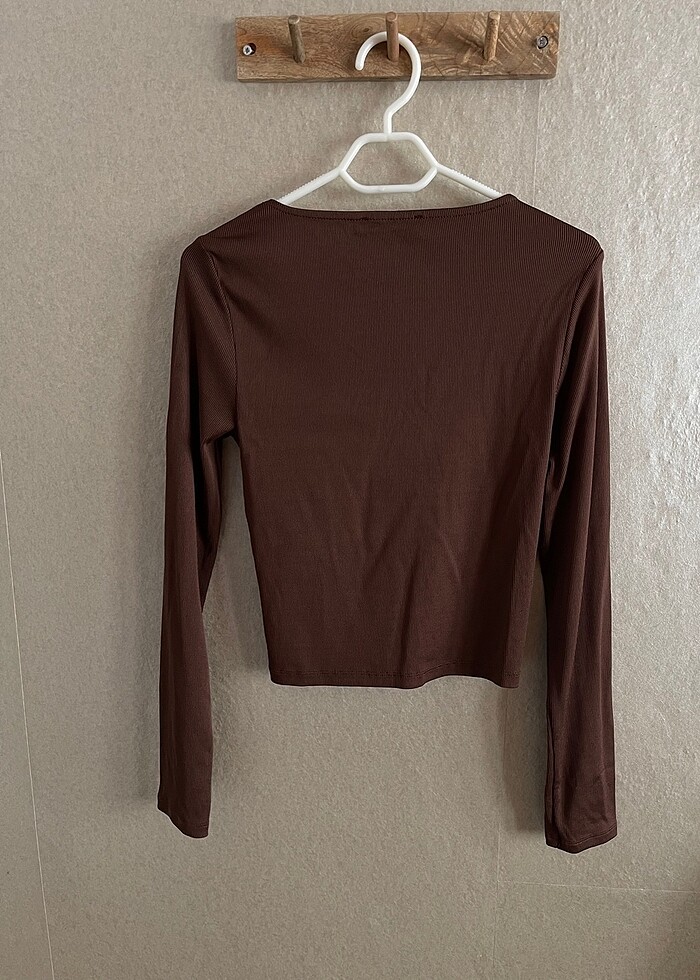 Kahverengi ince bluz - Görsel 4