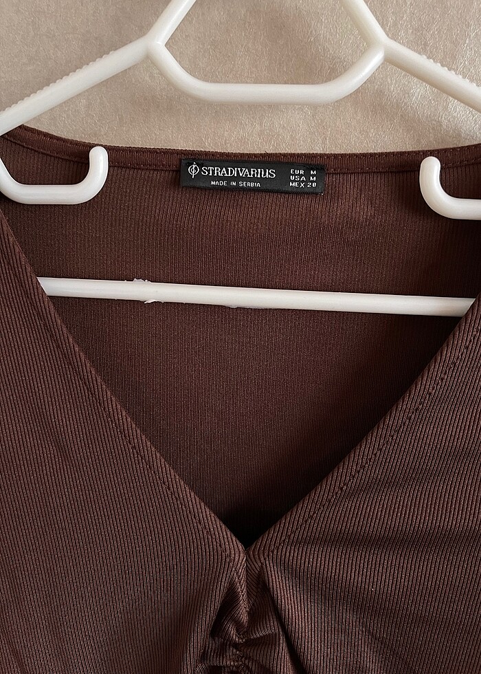 Kahverengi ince bluz - Görsel 3