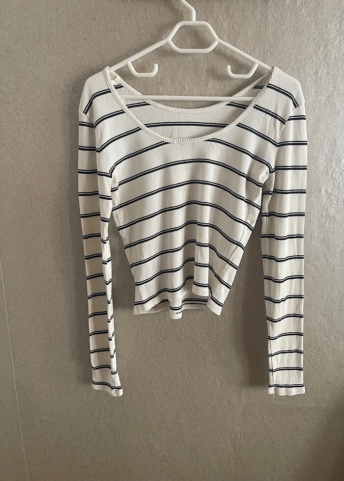 Sırt dekolteli çizgili bluz - Görsel 3