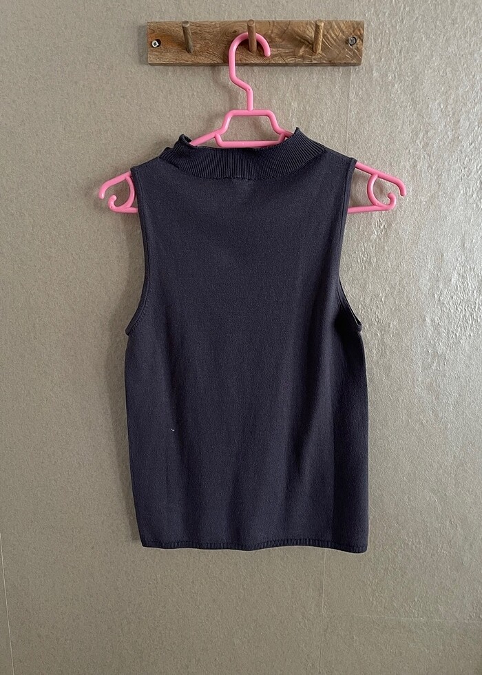 Kolsuz triko dik yaka bluz - Görsel 3