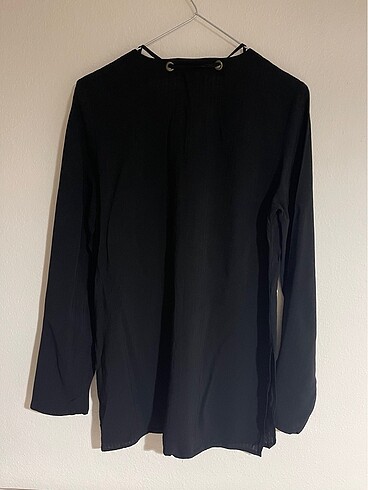 Siyah ince tunik bluz - Görsel 4